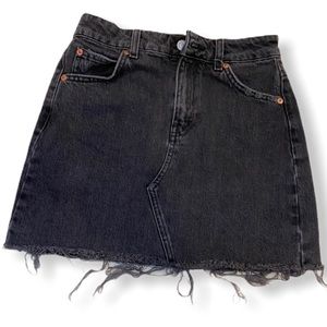 Topshop - High Waisted - Faded Black Denim Skirt